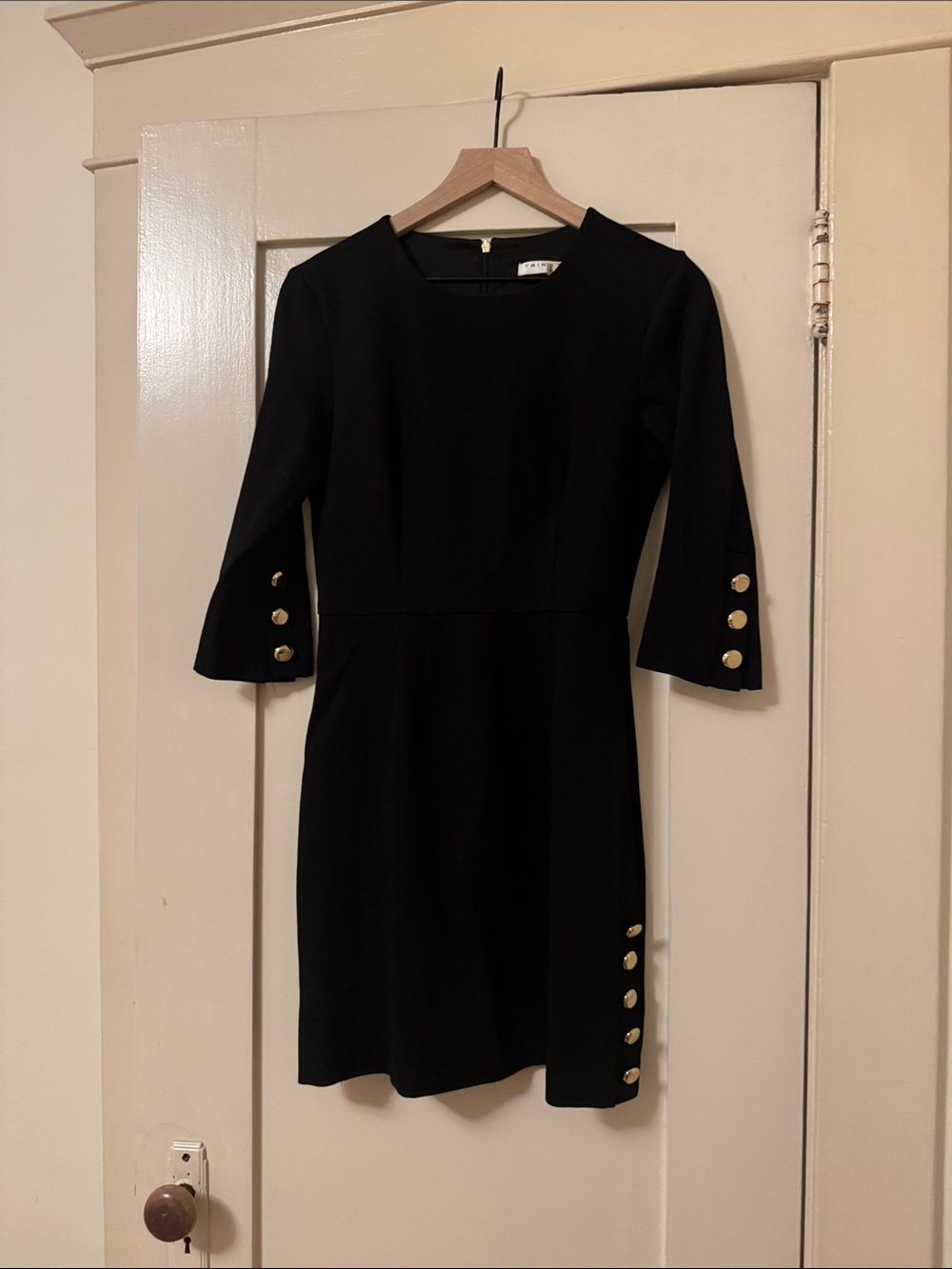 Trina Turk Black Dress with Gold Button Detail